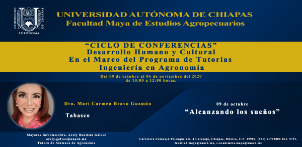 CONFERENCIA &quot;ALCANZANDO LOS SUEÑOS&quot; DRA. MARI CARMEN BRAVO GUZMÁN