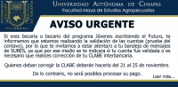 AVISO URGENTE: VALIDACIÓN DE LAS CUENTAS (PRUEBA DEL CENTAVO) EN SUBES