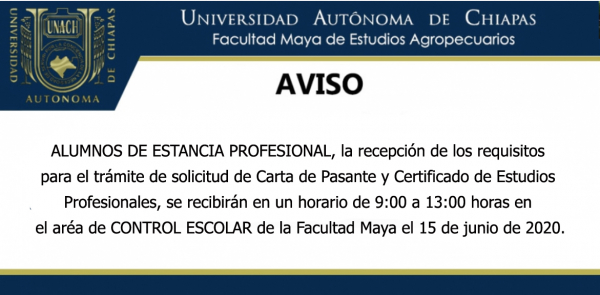 AVISO- ALUMNOS DE ESTANCIA PROFESIONAL