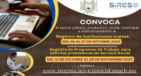 Convocatoria para Registro de programas de trabajo para solicitar prestadores de servicio social.