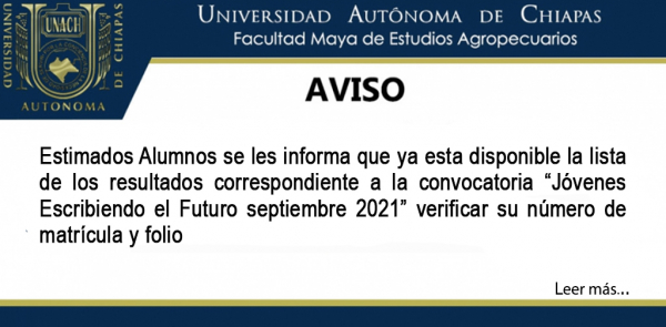 RESULTADOS CORRESPONDIENTE A LA CONVOCATORIA “JÓVENES ESCRIBIENDO EL FUTURO SEPTIEMBRE 2021”