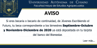 AVISO: DEPÓSITO DE BECA "JÓVENES ESCRIBIENDO EL FUTURO" BIMESTRES SEPTIEMBRE-OCTUBRE Y NOVIEMBRE-DICIEMBRE 2020