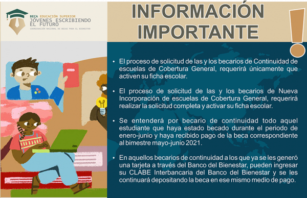 INFORMACIÓN IMPORTANTE PARA QUIENES SOLICITAN BECA “JÓVENES ESCRIBIENDO EL FUTURO”