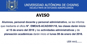 FECHA DE INICIO DE CLASES Y LABORES ADMINISTRATIVAS Y ACADÉMICAS